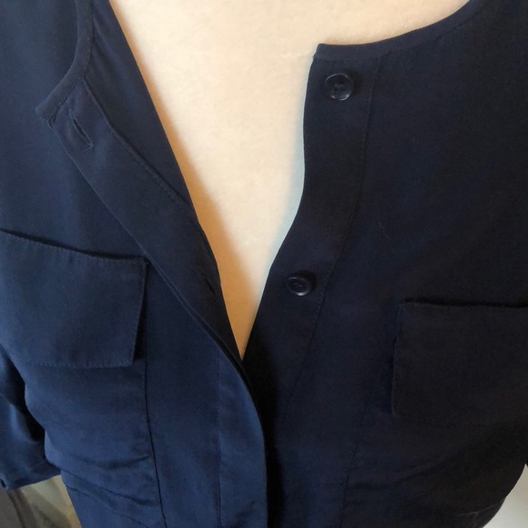 NWOT BCBG Luelle Navy Silk Tunic w/Pockets - Picture 5 of 8